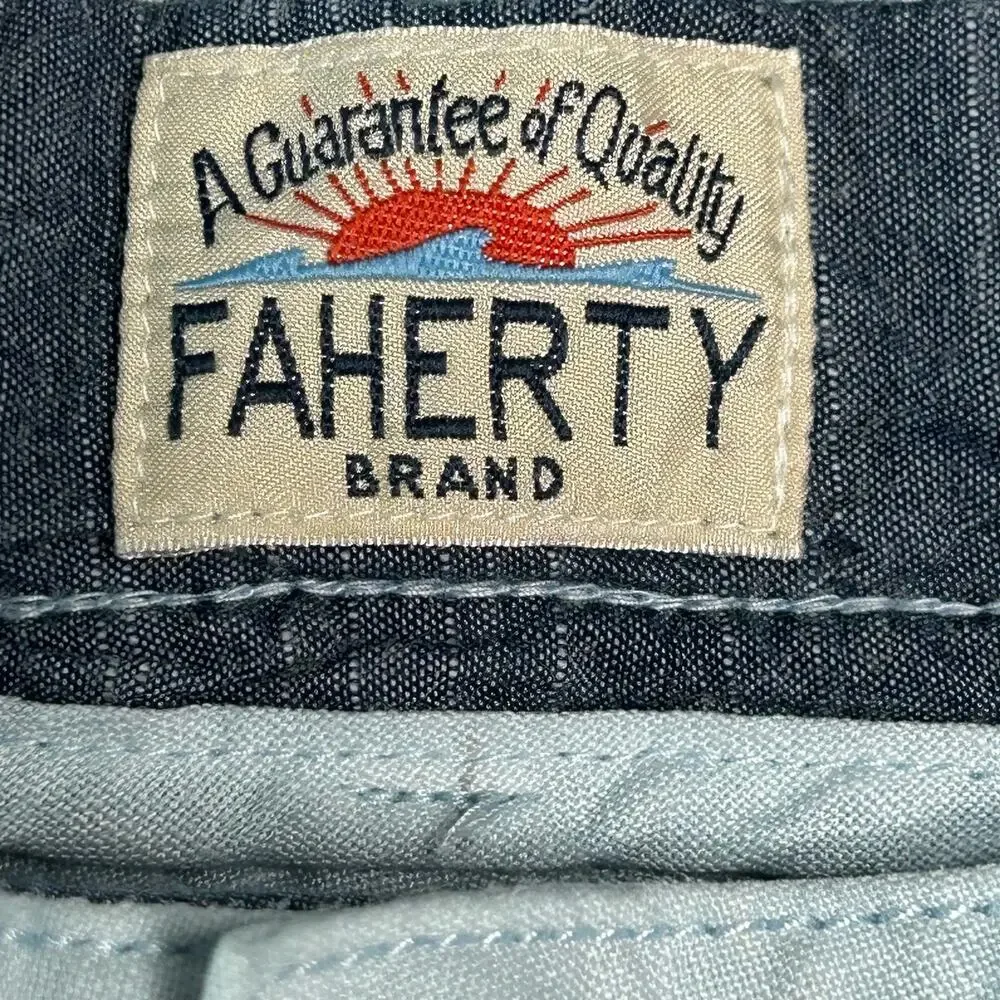 Faherty Men's Size 32 Malibu Linen Blend Chino Shorts Light Blue